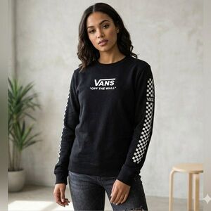Vans Black and White Checkered Crewneck Sweater US Small Streetwear